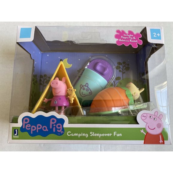 Peppa Pig Camping Sleepover Fun Playset Includes Peppa & Rebecca Rabbit Tent New - Picture 1 of 9